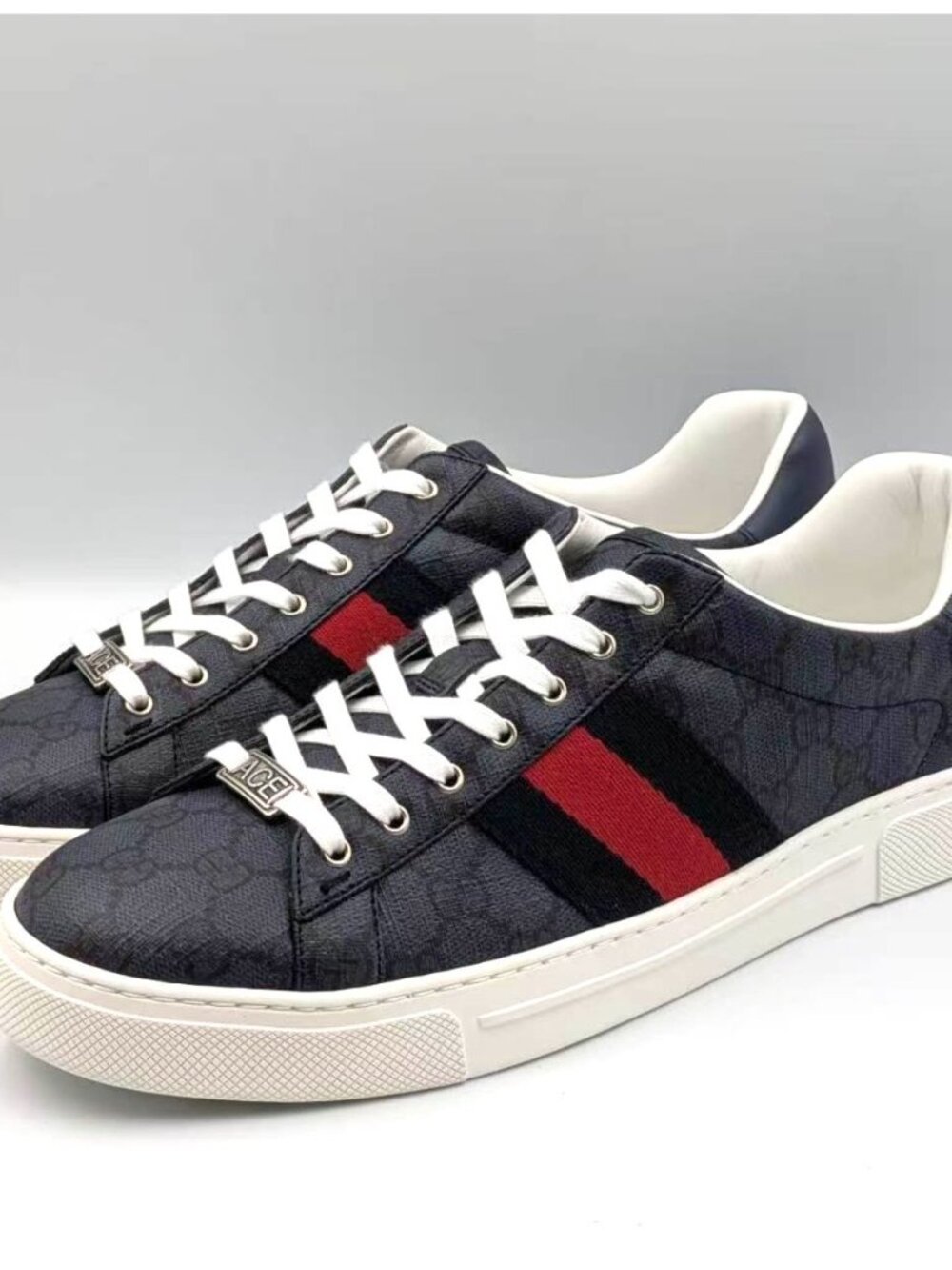 Gucci Men’s Ace GG Supreme Monogram Web Sneakers Dark Blue UK9.5 760775 - Picture 3 of 14